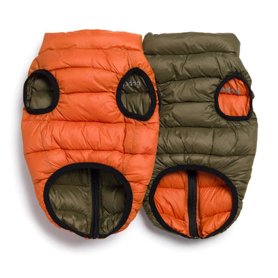 Olive & Orange Pack N' Go Reversible Puffer