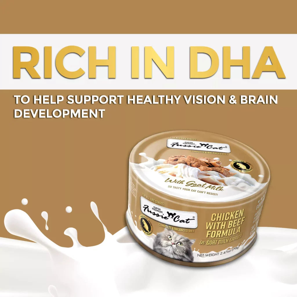 Fussie Cat Chicken With Beef Formula In Goat Milk Gravy, Wet Cat Food, 2.47-oz Case Of 24