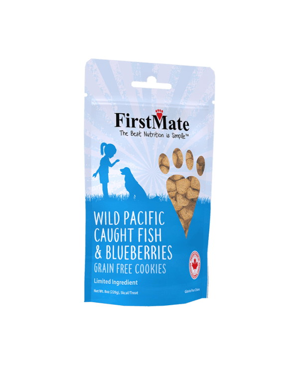 FirstMate Wild Pacific Caught Fish & Blueberries Dog Treats, 8-oz Bag