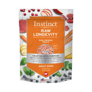 Instinct Raw Longevity Frozen Bites Grass-Fed Beef Recipe 4-lb, Frozen Dog Food