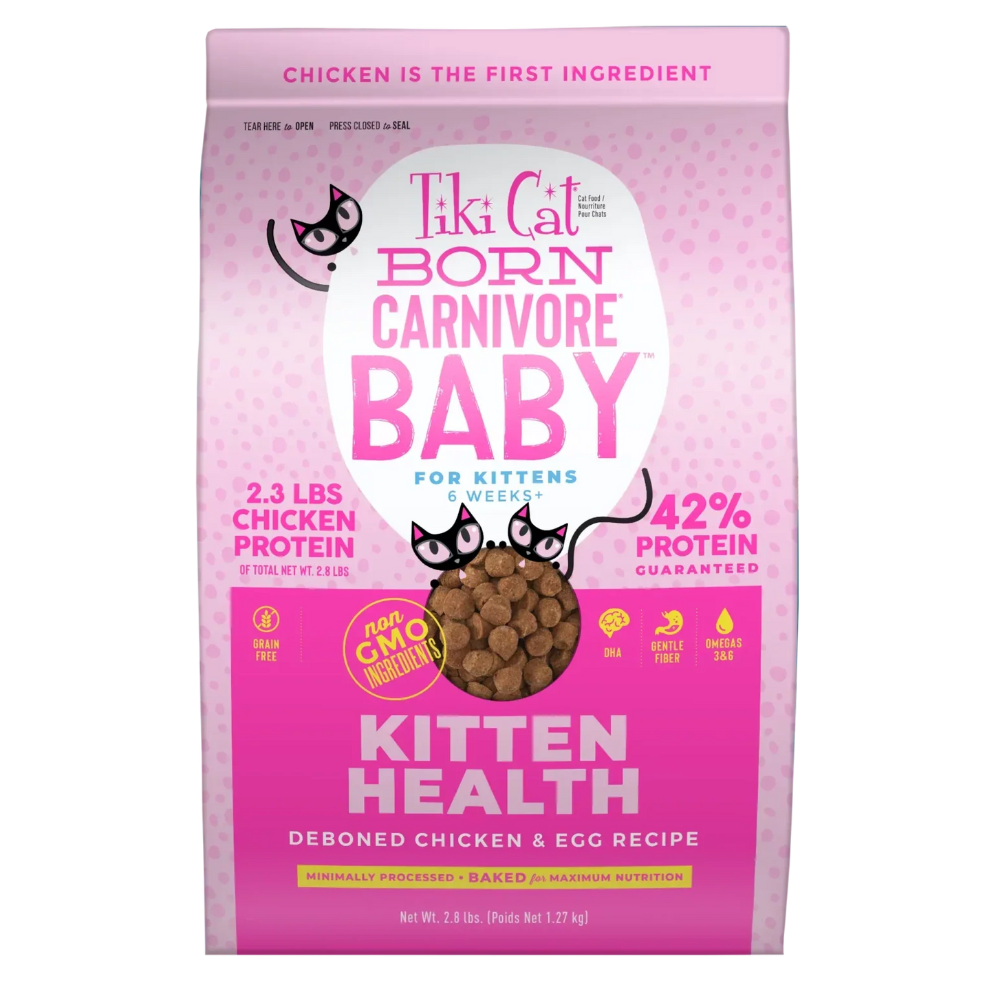 Tiki Cat Born Carnivore® Baby Kitten Health: Deboned Chicken & Egg Recipe 5.6-lb, Dry Cat Food