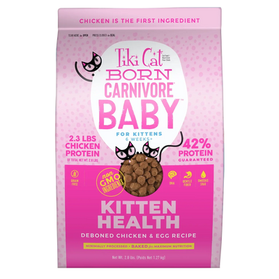 Tiki Cat Born Carnivore® Baby Kitten Health: Deboned Chicken & Egg Recipe 5.6-lb, Dry Cat Food