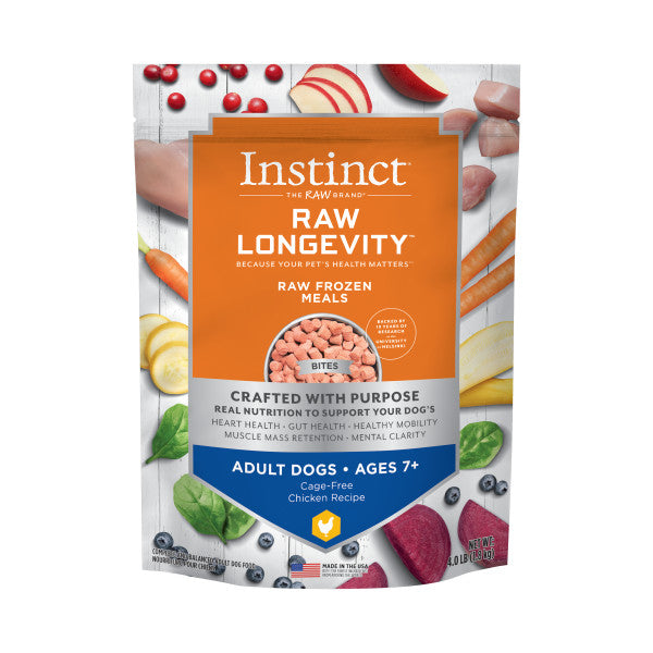 Instinct Raw Longevity Senior Frozen Chicken Bites Dog Food, 4-lb Bag