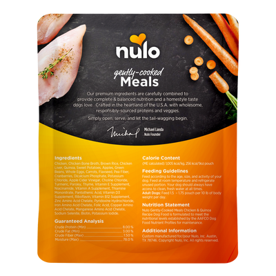 Nulo Gently-Cooked Meals Chicken & Quinoa Recipe Wet Dog Food Pouch