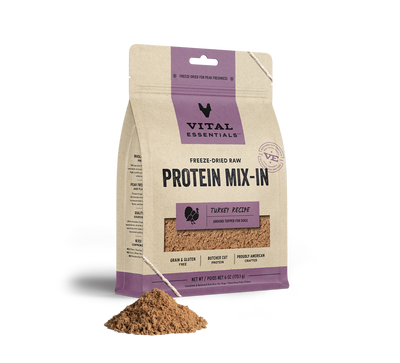 Vital Essentials Turkey Recipe Freeze-Dried Raw Protein Mix-In Ground Topper For Dogs
