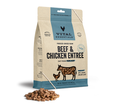 Vital Essentials Beef & Chicken Entree Mini Nibs Freeze-Dried Raw Cat Food
