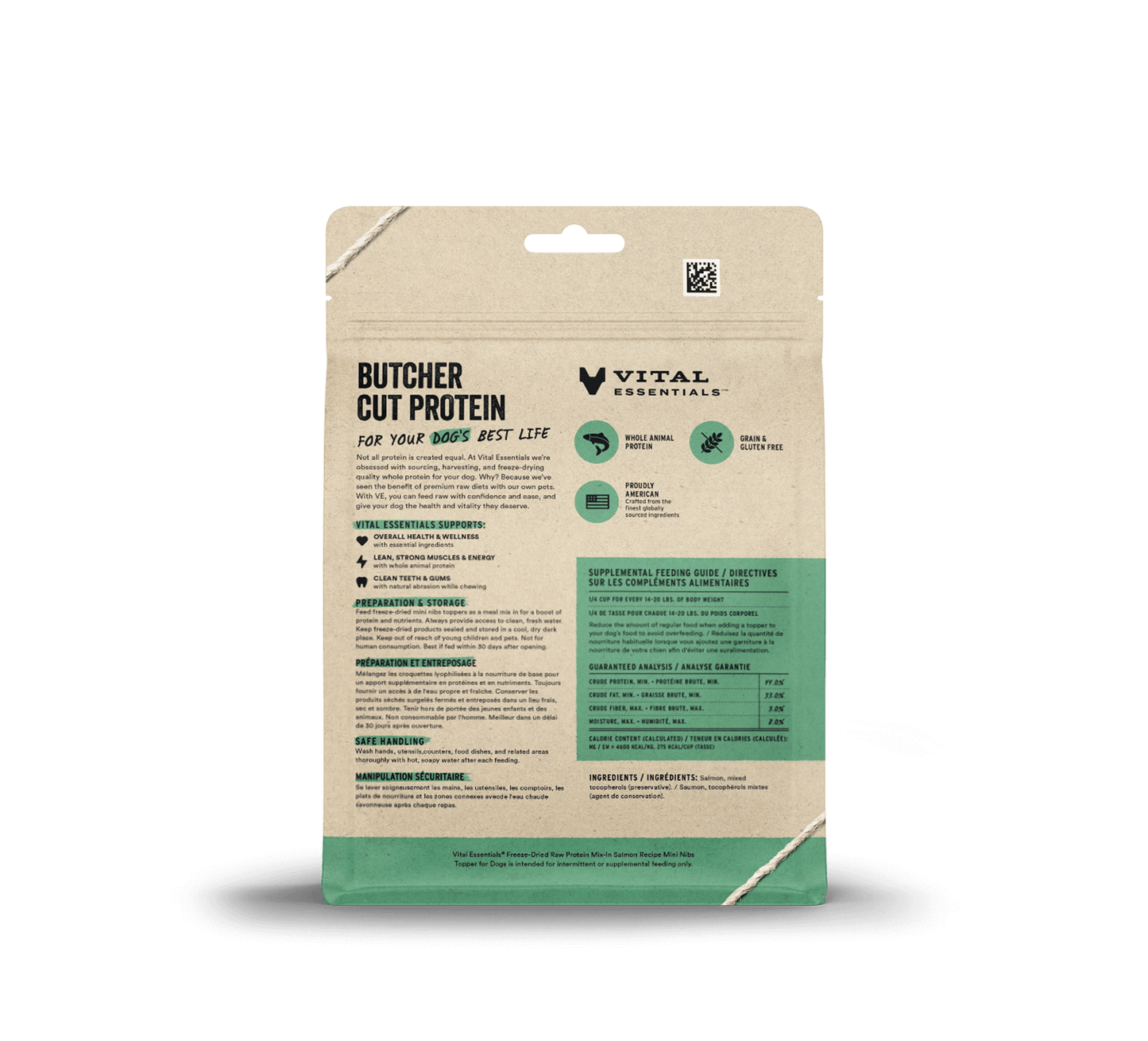 Vital Essentials Salmon Recipe Freeze-Dried Raw Protein Mix-In Mini Nibs Topper For Dogs