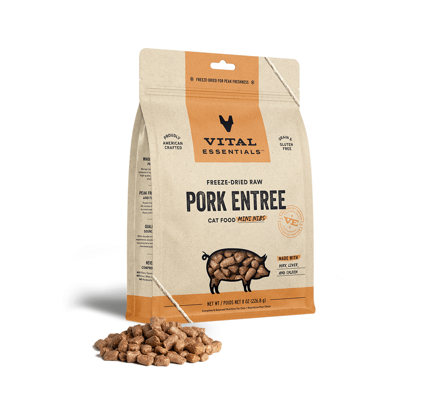 Vital Essentials Pork Entree Mini Nibs Freeze-Dried Raw Cat Food
