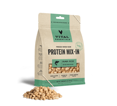 Vital Essentials Salmon Recipe Freeze-Dried Raw Protein Mix-In Mini Nibs Topper For Dogs
