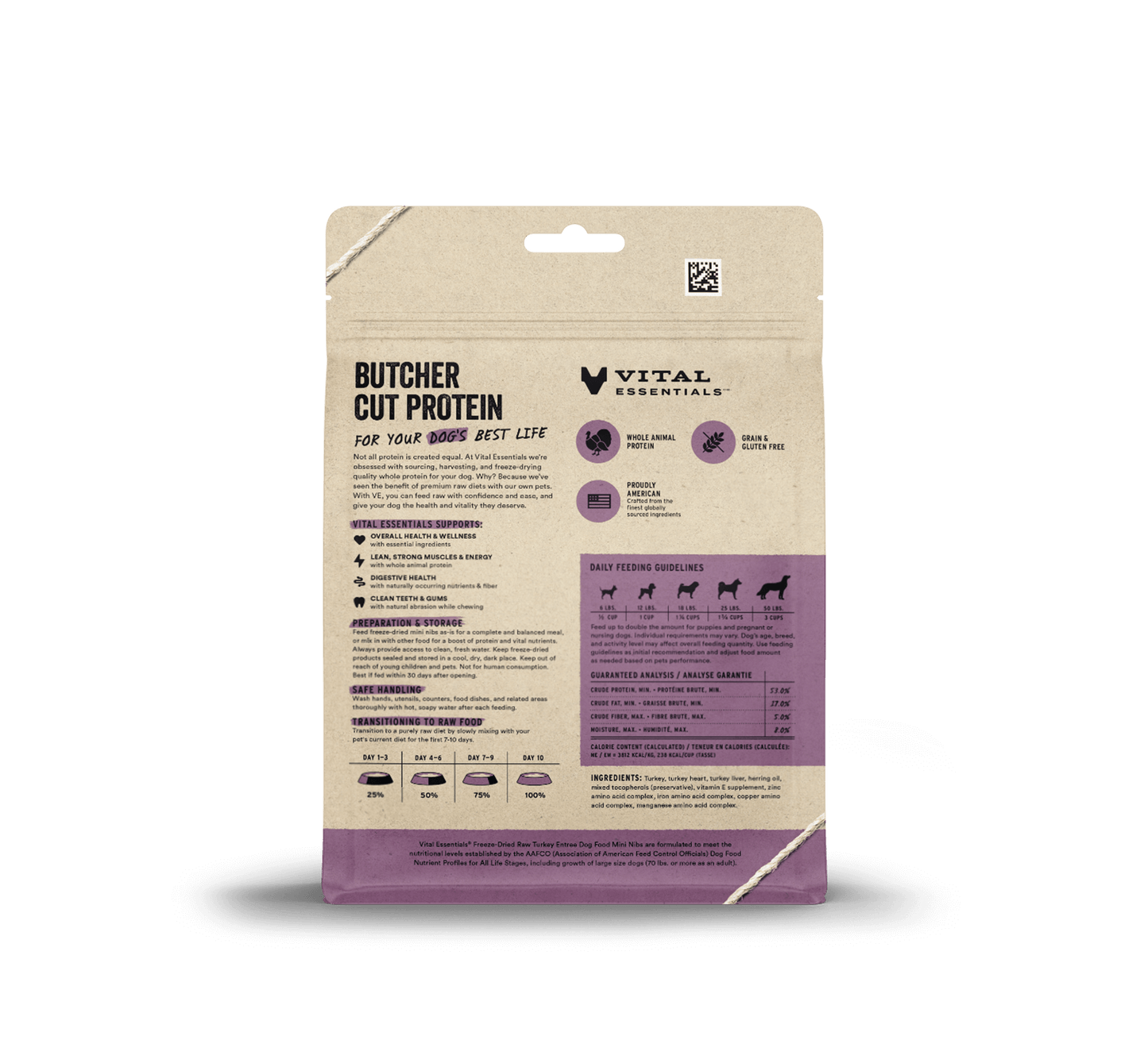 Vital Essentials Turkey Entree Mini Nibs Freeze-Dried Raw Dog Food