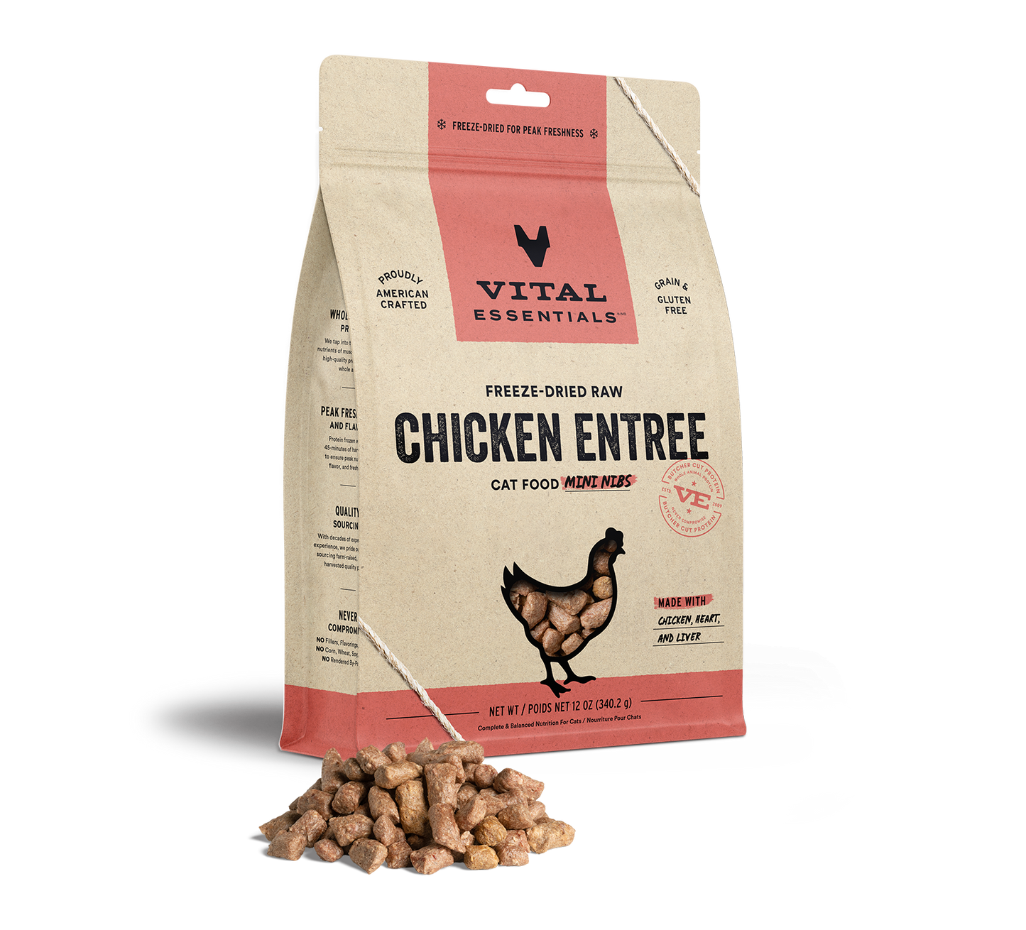 Vital Essentials Chicken Entree Mini Nibs Freeze-Dried Raw Cat Food