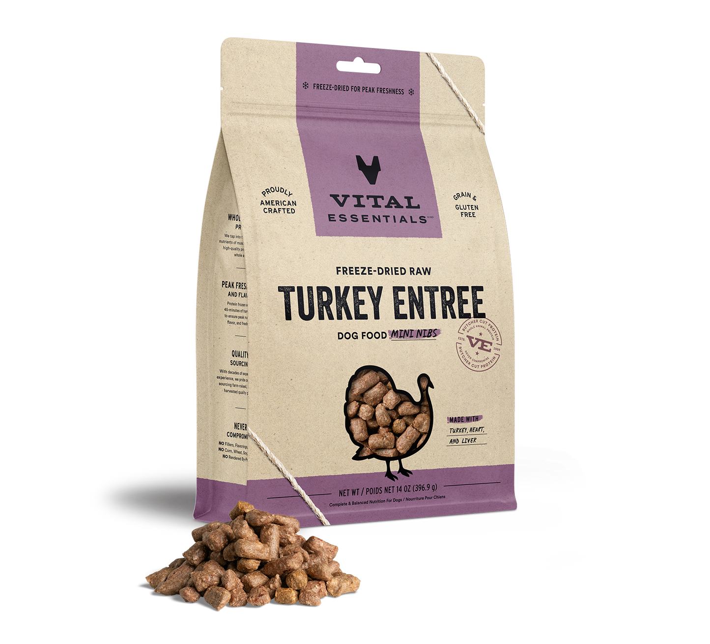 Vital Essentials Turkey Entree Mini Nibs Freeze-Dried Raw Dog Food