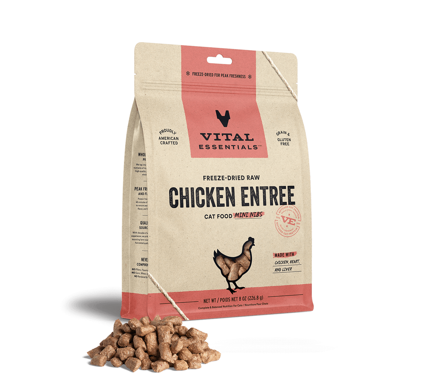 Vital Essentials Chicken Entree Mini Nibs Freeze-Dried Raw Cat Food