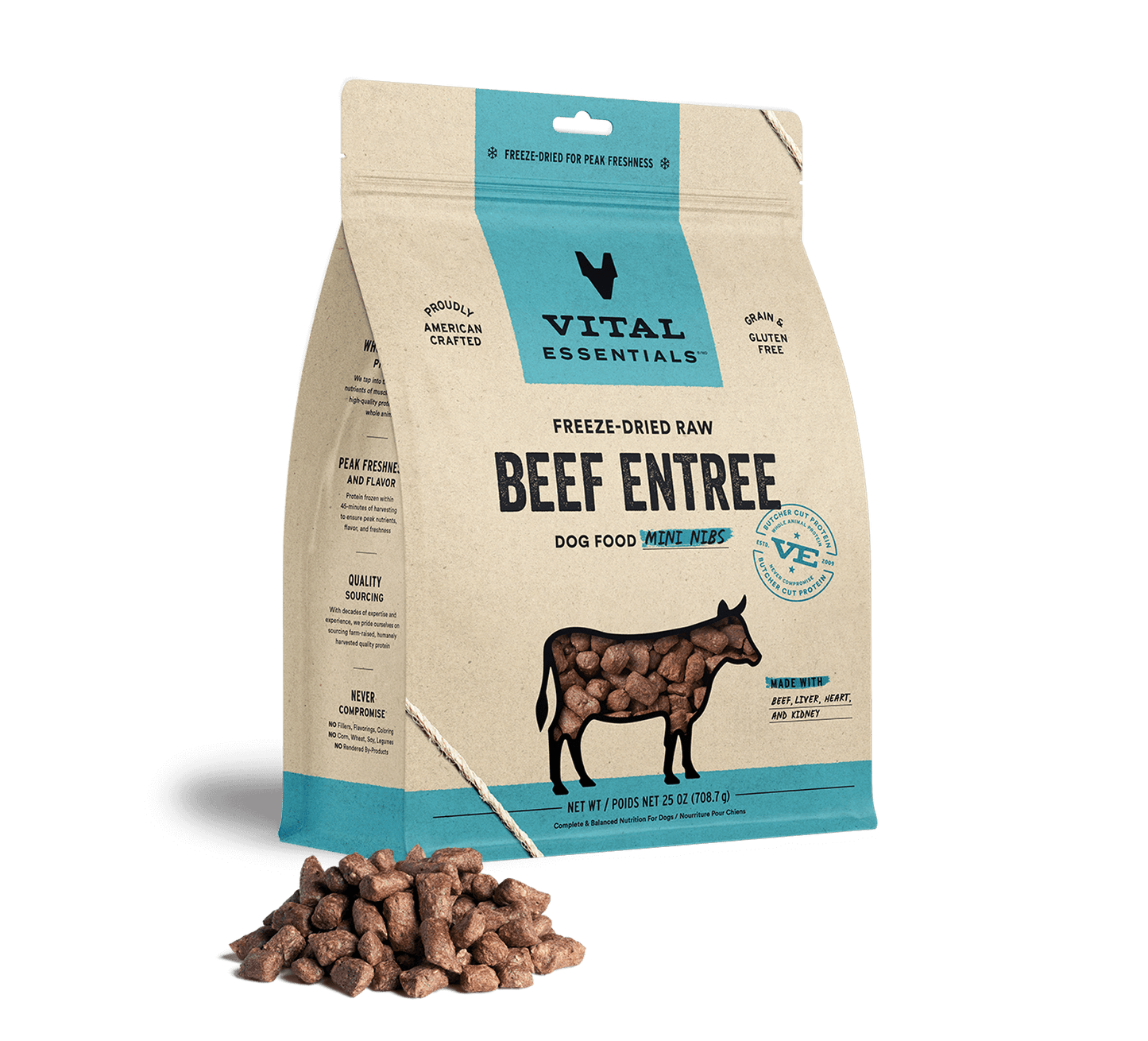 Vital Essentials Beef Entree Mini Nibs Freeze-Dried Raw Dog Food