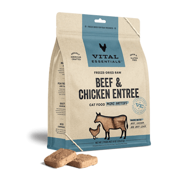 Vital Essentials Beef & Chicken Entree Mini Patties Freeze-Dried Raw Cat Food