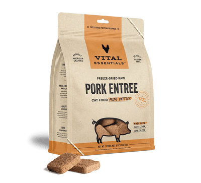 Vital Essentials Pork Entree Mini Patties Freeze-Dried Raw Cat Food