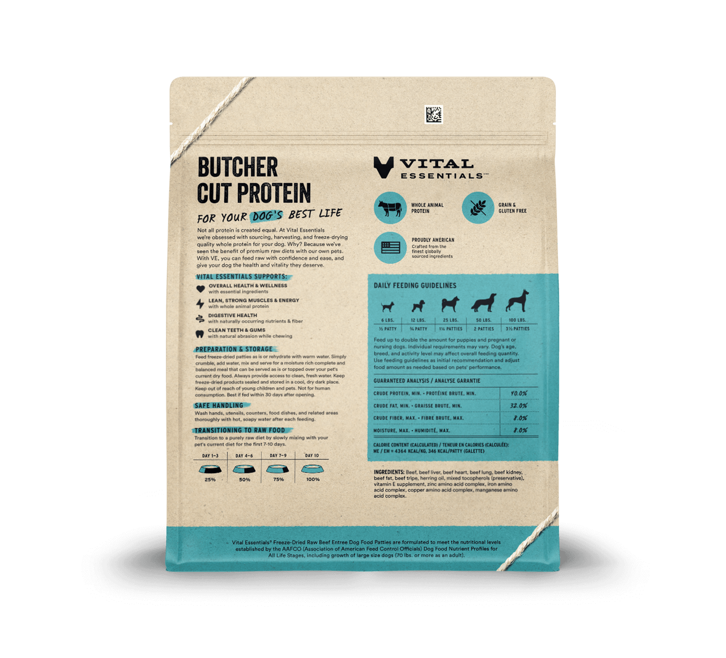 Vital Essentials Beef Entree Patties Freeze-Dried Raw Dog Food