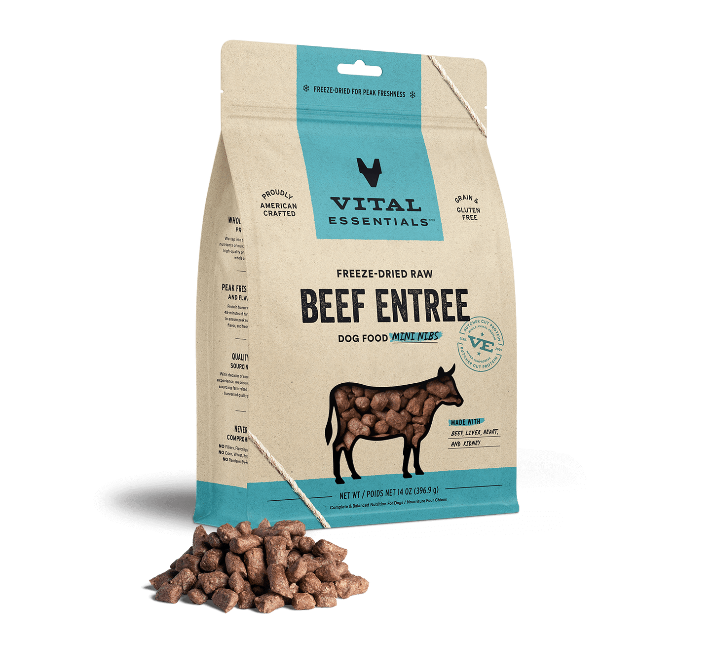 Vital Essentials Beef Entree Mini Nibs Freeze-Dried Raw Dog Food