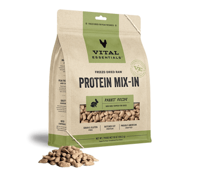 Vital Essentials Rabbit Recipe Freeze-Dried Raw Protein Mix-In Mini Nibs Topper For Dogs