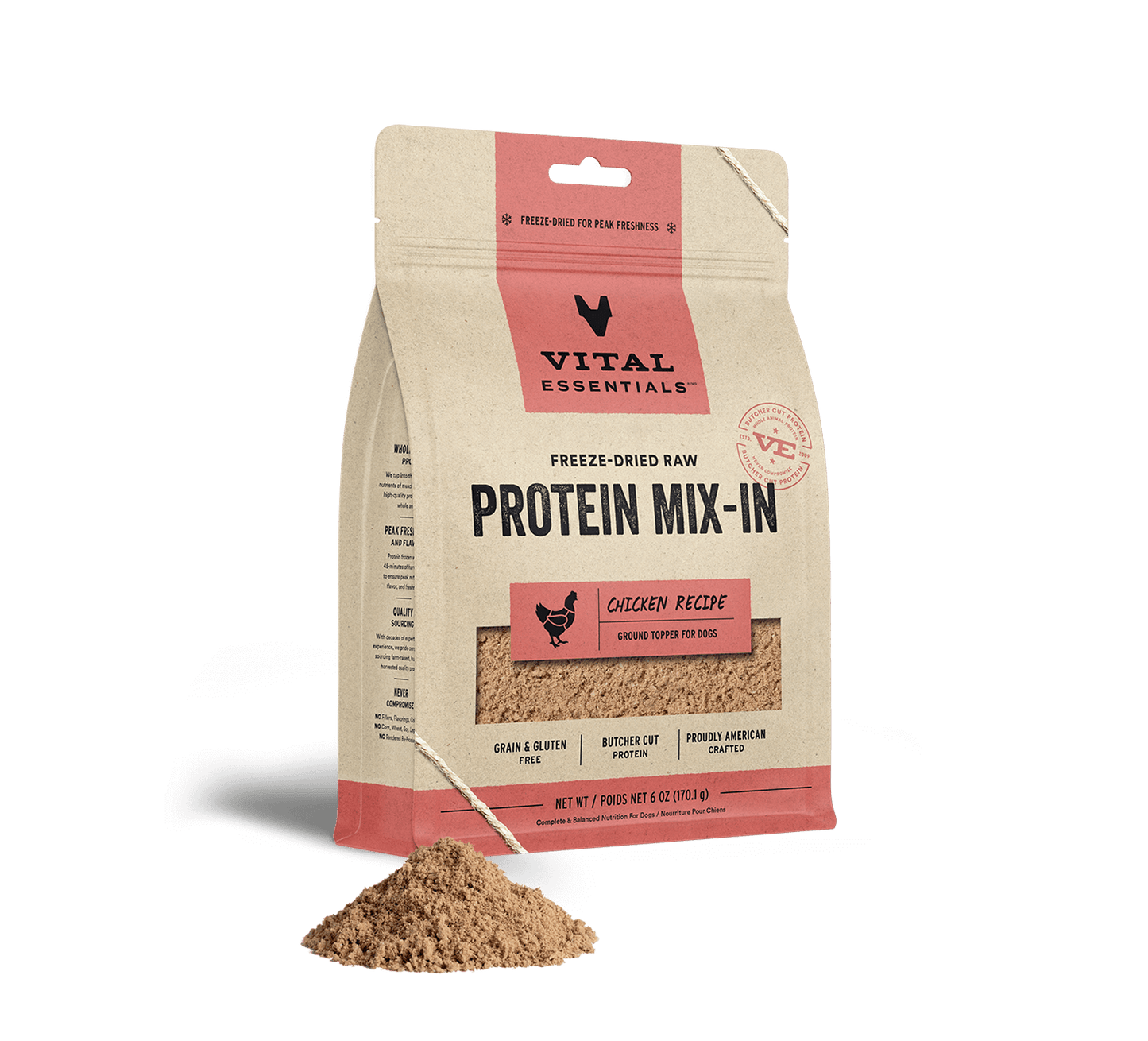 Vital Essentials Chicken Recipe Freeze-Dried Raw Protein Mix-In Ground Topper For Dogs