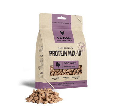Vital Essentials Turkey Recipe Freeze-Dried Raw Protein Mix-In Mini Nibs Topper For Dogs