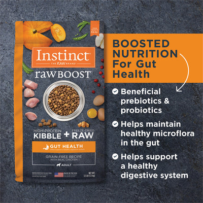 Instinct Raw Boost Gut Health With Chicken, Dry Dog Food, 3.5-lb Bag