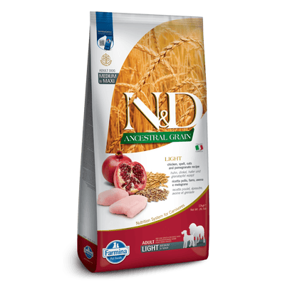 Farmina N&D Ancestral Grain Chicken & Pomegranate Medium & Maxi Light Adult Dry Dog Food