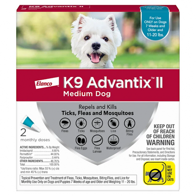 Advantix II - Elanco, Flea & Tick Treatment for Dogs 11 lbs to 20 lbs