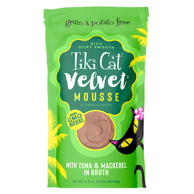 Tiki Cat Velvet Mousse, Tuna And Mackerel In Broth Recipe 2.8-oz Pouch, Wet Cat Food