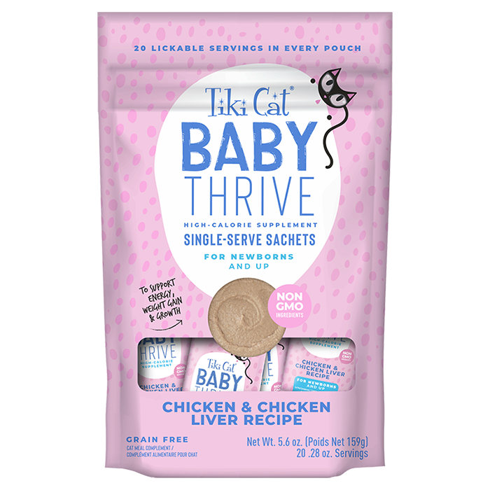 Tiki Cat Baby Thrive, Kitten Chicken And Chicken Liver Recipe Supplement, Wet Cat Food, 0.25-oz 20-Count
