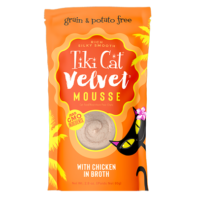 Tiki Cat Velvet Mousse, Chicken In Broth Recipe 2.8-oz Pouch, Wet Cat Food