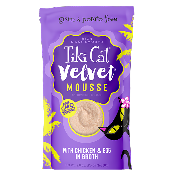Tiki Cat Velvet Mousse, Chicken And Egg In Broth Recipe 2.8-oz Pouch, Wet Cat Food