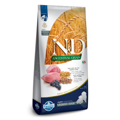 Farmina N&D Ancestral Grain Lamb & Blueberry Medium & Maxi Puppy Dry Dog Food