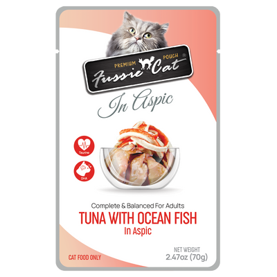 Fussie Cat Tuna With Ocean Fish In Aspic 2.47-oz Pouch, Wet Cat Food